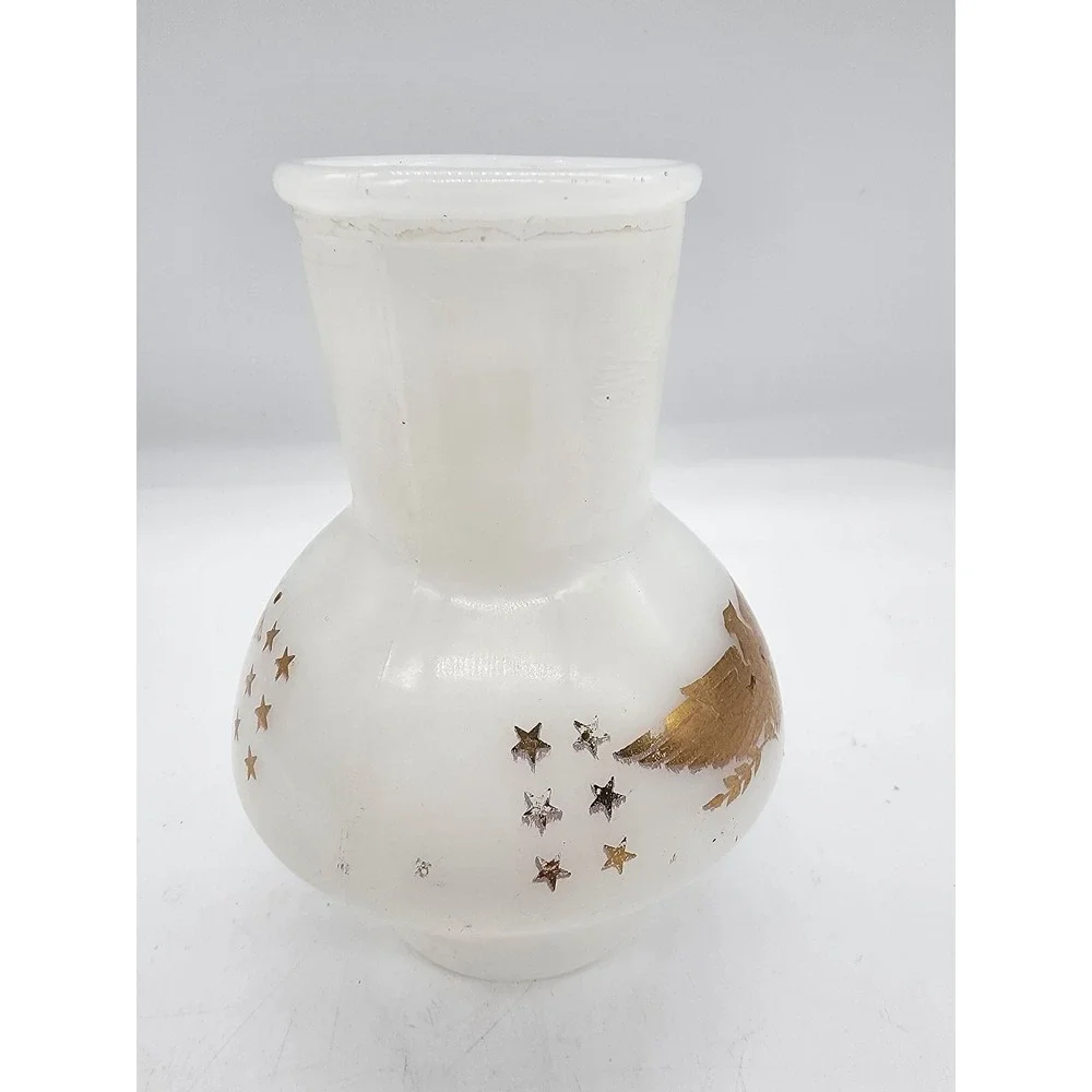 Vintage McKee Glasbake Hottle Milk Glass Coffee Carafe Gold Eagle Stars